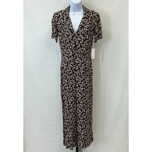 Reformation Black and White Floral Jumpsuit